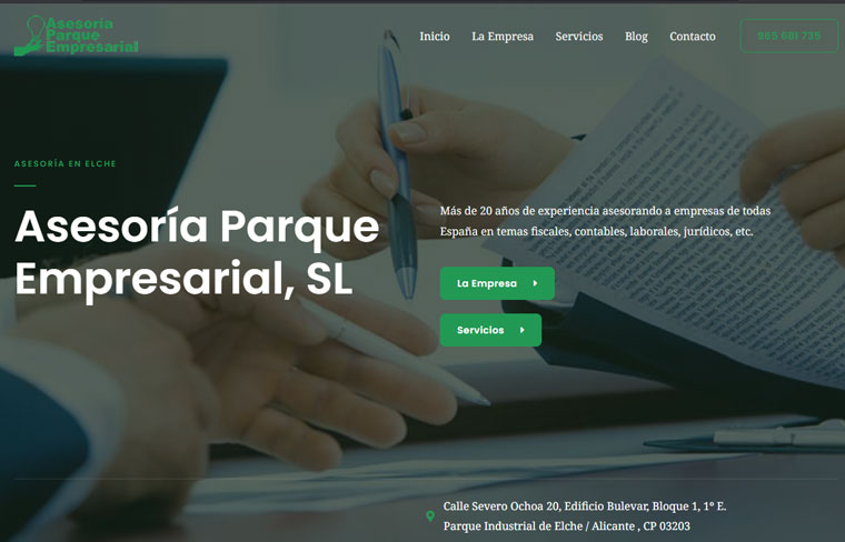 nuevo sitio web Asesoría Parque Empresarial SL